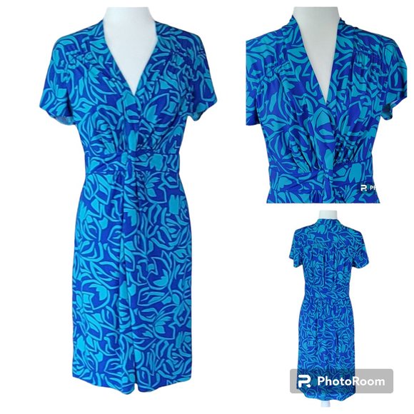 BCBGMaxAzria Jersey Knit Dress with Twist Front Vibrant Blues Size M - Picture 1 of 10